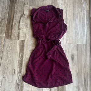 Banana Republic Maroon and Navy Polka Dot Dress